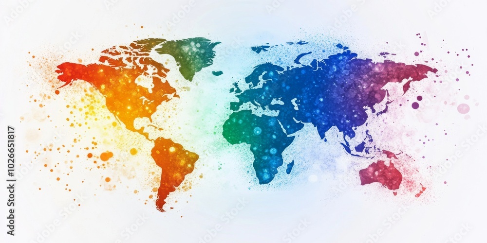 Poster white global communication banner featuring a colorful network design, symbolizing connectivity and 