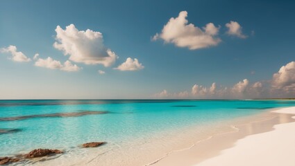 Fototapeta premium Tropical Beach with Crystal Clear Water and Coral Reef.