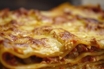 Delicious Homemade Lasagne Recipe. Traditional Italian Food with Cheese, Meat, and Tomatoes