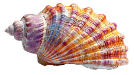 A colorful shell with a purple and orange stripe