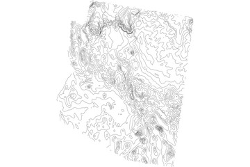 Arizona State Elevation Contour Map SVG - Topographic Terrain Lines for Geographic Design & Cartography. Vector Desert Relief.
