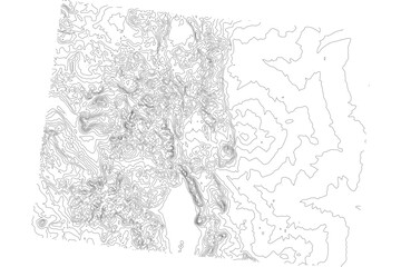 Colorado 1-bit contour map topography. Detailed elevation terrain lines in minimalist black and white vector graphic style. Scalable SVG file for cartography, GIS visualization, graphic design