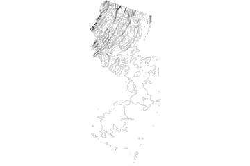 New Jersey 1-bit contour map topography. Detailed elevation terrain lines minimalist black white vector graphic style. Scalable SVG for cartography, GIS visualization, graphic design, education