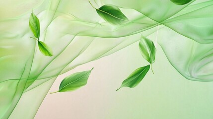 Fototapeta premium Captivating Green Leaves and Soft Textile Harmony in Nature