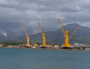 crane in the harbour of marina di carrara