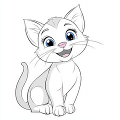 Obraz premium Children can enjoy a fun and creative coloring experience by coloring this simple and delightful cat coloring page