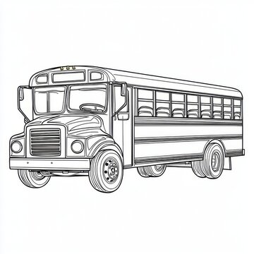 recommend clip art: School bus outline coloring book page line art