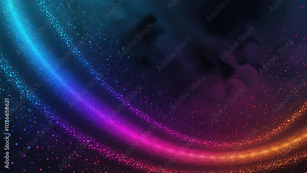 Poster vibrant abstract background with colorful shimmering particles creating a dynamic wave effect