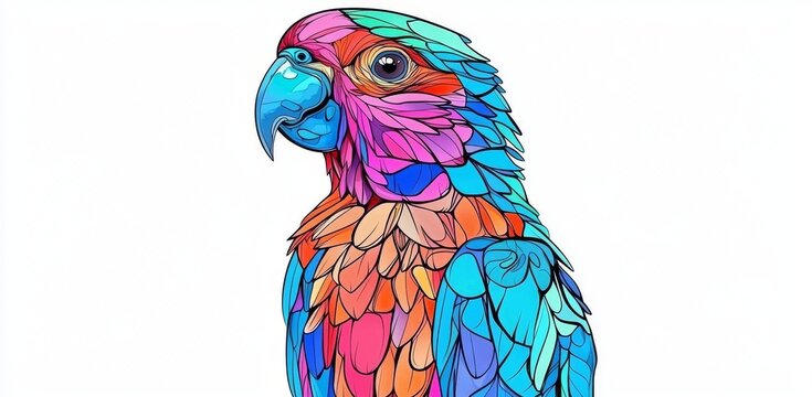 Here are two stylized macaw (ara) parrots. Monochrome and colored versions. These were freehand sketches drawn for an anti-stress coloring book page with doodles and zentangles.