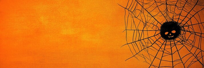 Autumn, Halloween fall-themed textured background with spider web