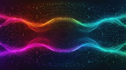 Colorful Abstract Waves of Light Swirling in Vibrant Patterns and Shapes on a Dark Background