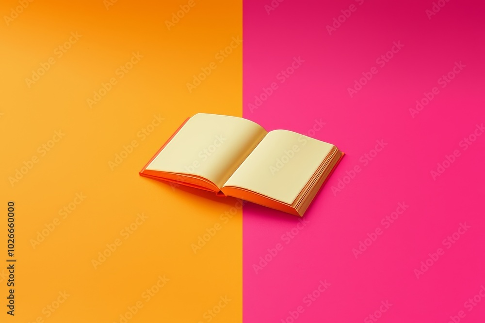 Poster pages of an empty book on a color background. design mockup