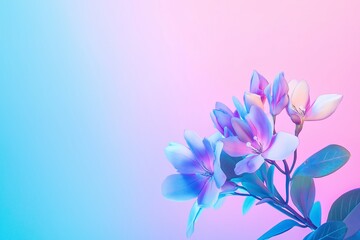 Beautiful pastel flowers in a surreal gradient background showing tranquility and elegance in an artistic style.