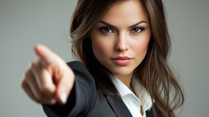 Fototapeta premium Woman in suit points to you