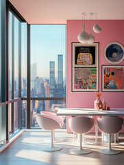 Aesthetic pink themed dining room