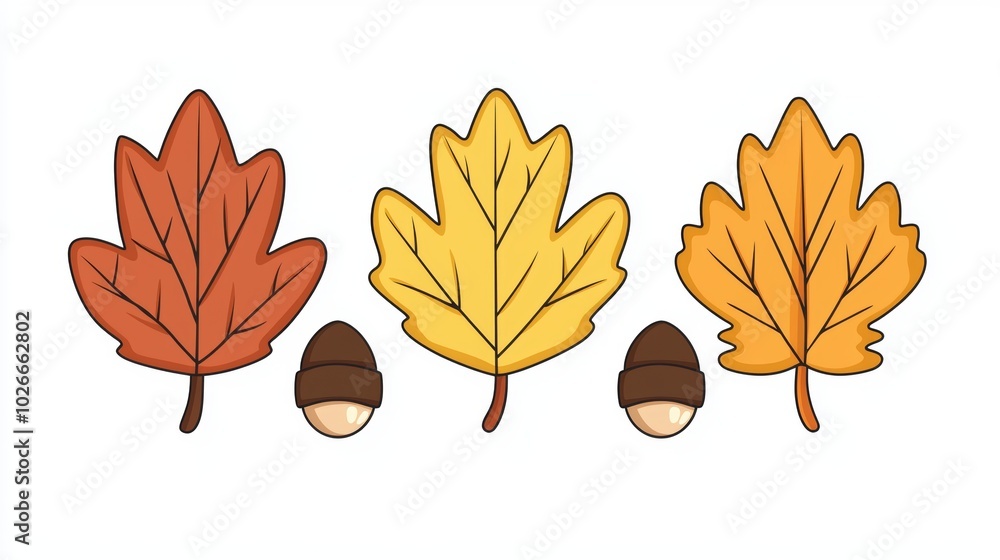 Aufkleber there are a large number of leaves from different kinds of trees isolated. there are outlines of aut