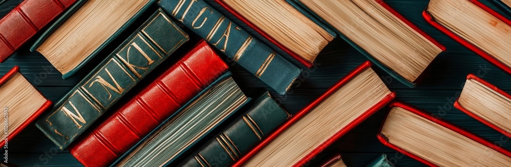 Poster three-dimensional rendering of colorful books stacked on top of each other. education and learning c