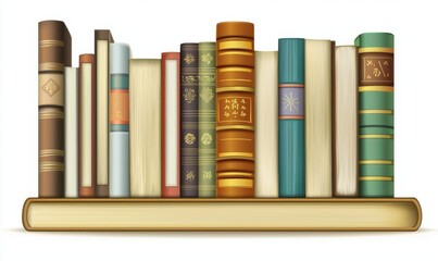 Naklejka premium Vertical pile of vintage books in colored vintage covers. Time to read concept. Hand drawn modern illustration isolated on white background. Flat style.