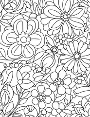 A black outline design on a white background, for an adult coloring book