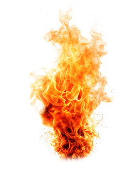 red yellow hot burning fire ball flame isolated on white or transparent png