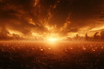 Fototapeta premium Apocalyptic Sunset Landscape 
