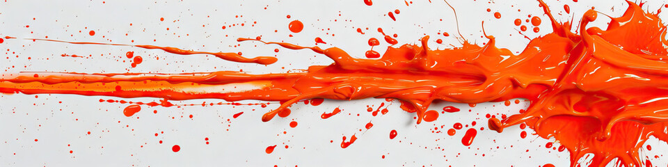 Vibrant Orange Splatter: A drop of bright orange paint hits a white canvas, spreading in a dynamic pattern.