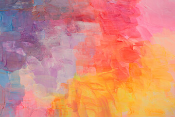 Art oil, pastel and Acrylic brushstroke smear blot painting wall. Abstract texture rainbow neon color stain background.