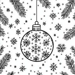 Fototapeta premium The outline of the Christmas tree branch. A new year's coloring book.