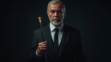 Formal man with cane