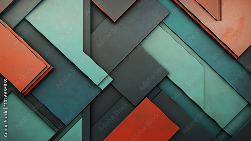 Poster abstract geometric in multi-colored shades with geometric shapes and patterns. minimalistic and attr