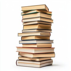 Book stack in various vibrant colors, great for learning themes. Isolated on a white or transparent png background.