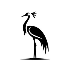 A secretary bird standing tall silhouette