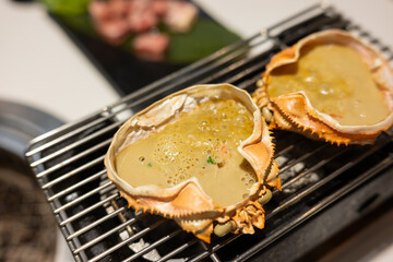 Kani miso, Japanese grilled Crab meat served in Shell
