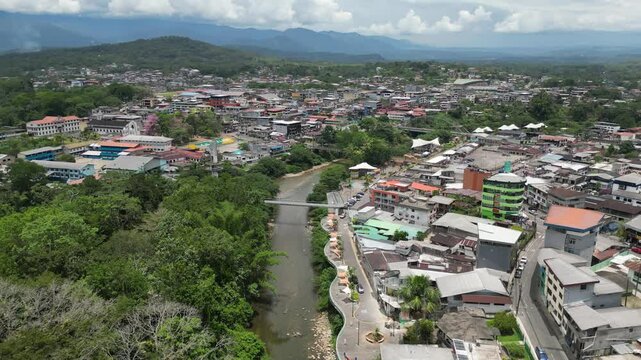 view of tropical city with river
