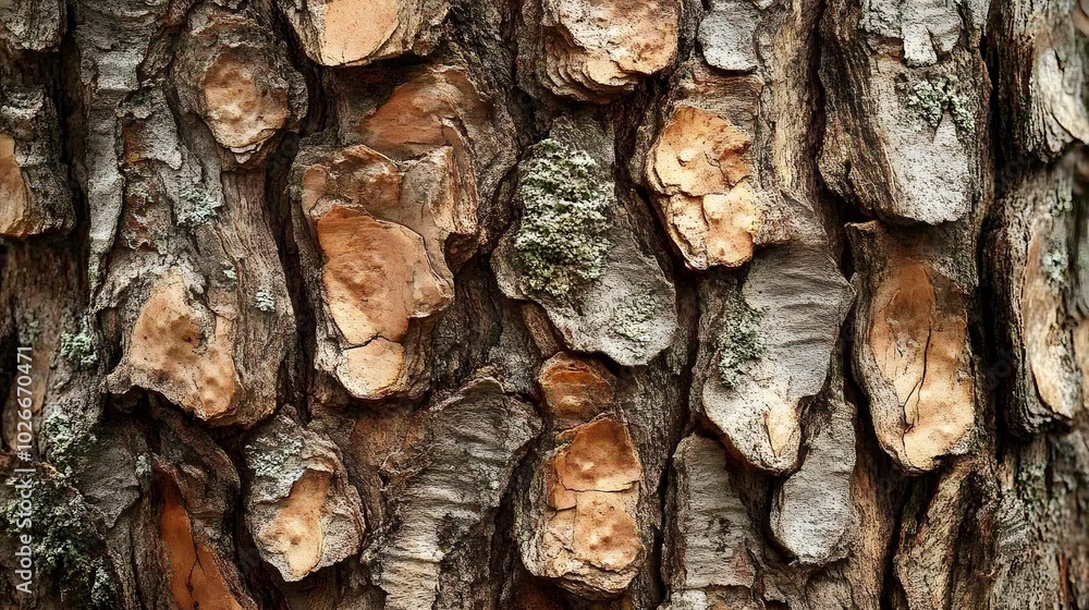 Poster a close-up of the intricate bark texture of an old tree, highlighting the patterns and grooves