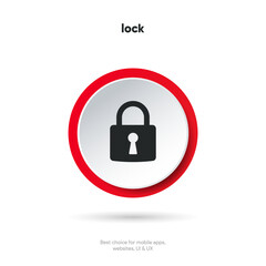 Padlock, lock or locked icon for social media, mobile application, password, UI template. website