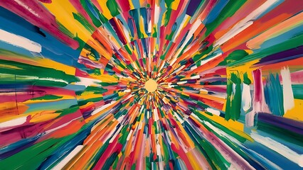 Abstract colorful background with paint brushstrokes, panoramic shot