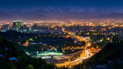 Fototapeta premium Night view of Almaty