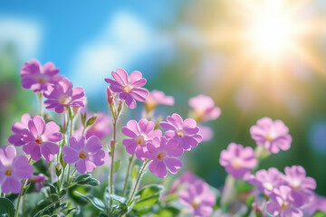 Beautiful Photo of Verbena Flowers in Bright Sunshine and Summer Weather