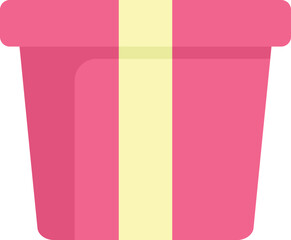 Simple pink gift box with a yellow ribbon is sitting on a white background