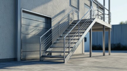 Fototapeta premium Garage stairs metal, building design