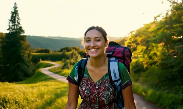 Algerian Woman Hiking in Serene State Park