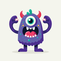 cartoon monster isolated on white background flat illustration
