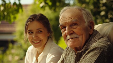 Obraz premium Caregiver and elderly man.