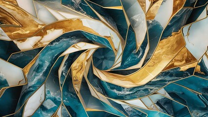 A marble abstract background pattern with golden and blue colors