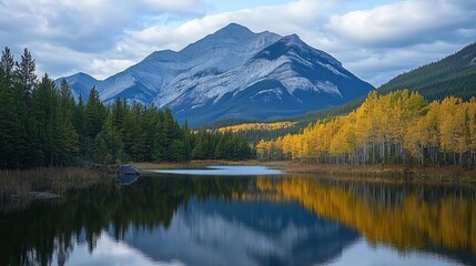 Lake, mountain, and forest on the shore
