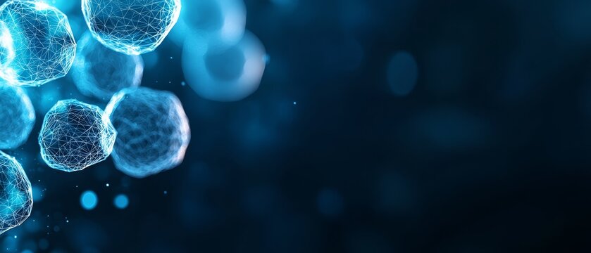  A tight shot of numerous balls against a blue backdrop, featuring a hazy depiction of more balls at the image's center