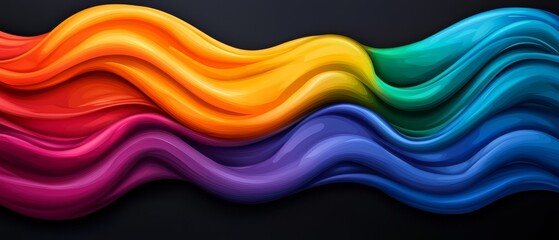 black , red, yellow, blue, green, orange, pink waves