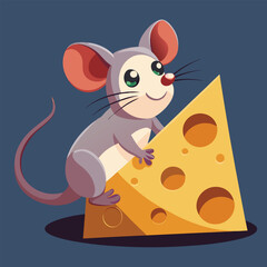 A Cheese Illustration with cute eyes, cheese tower, wedge, melting edges, riding a skateboard