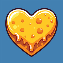 A Cheese Illustration with cute eyes, cheese tower, wedge, melting edges, riding a skateboard